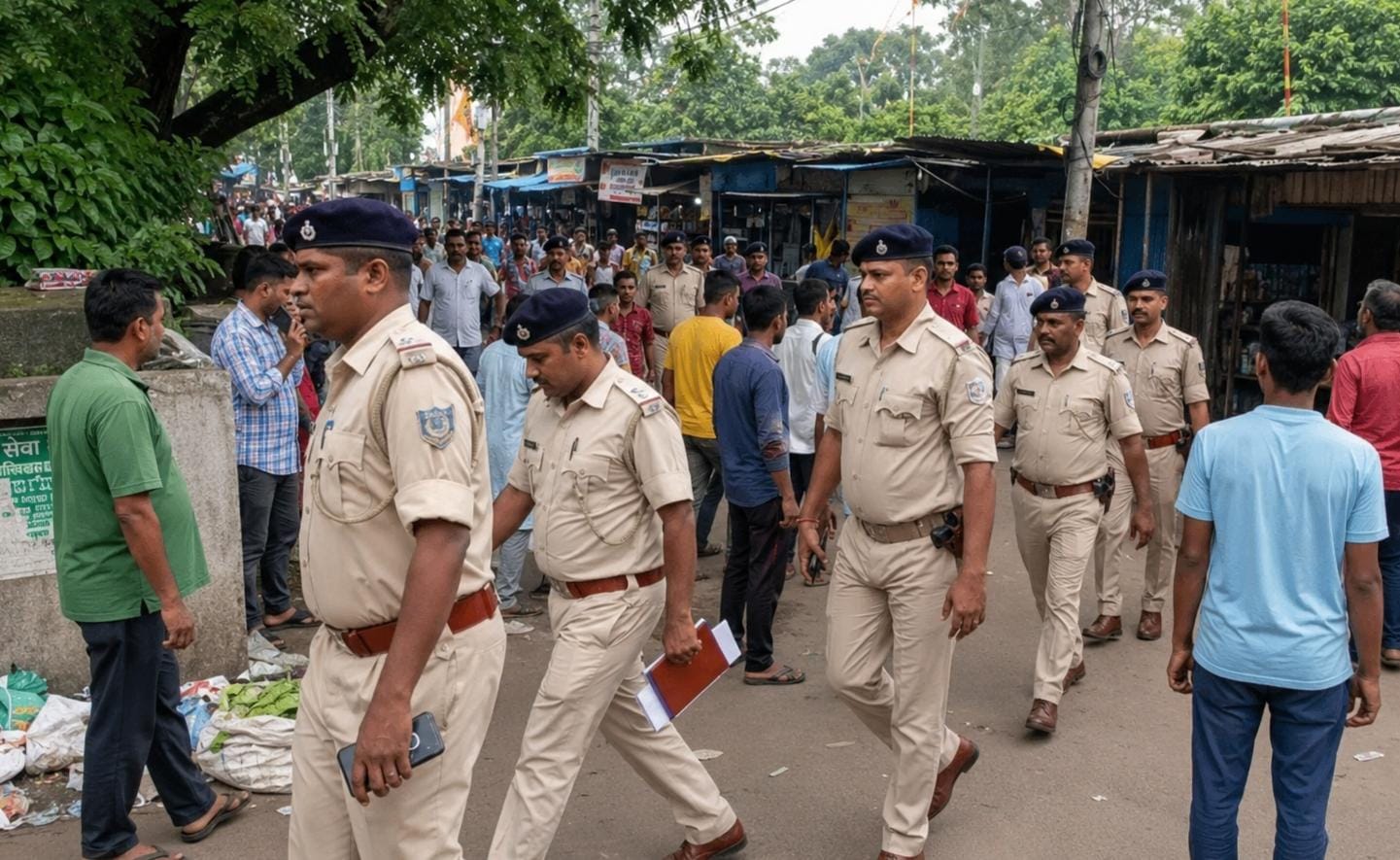 आदित्यपुर में पुलिस का पैदल गश्ती अभियान, संवेदनशील इलाकों में सुरक्षा व्यवस्था का लिया जायजा